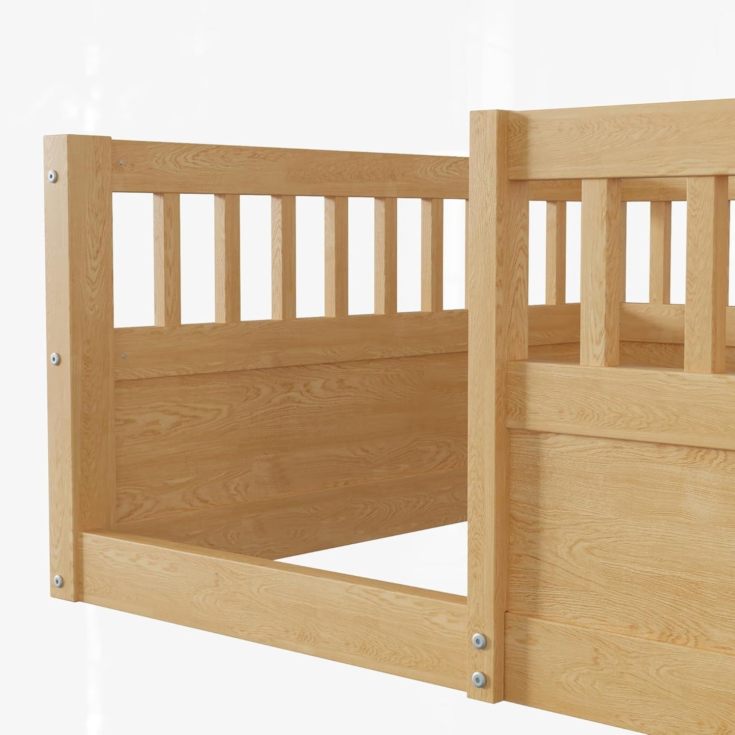 Floor Bed for Kids, Twin Size Montessori Bed with High Fence Railings,