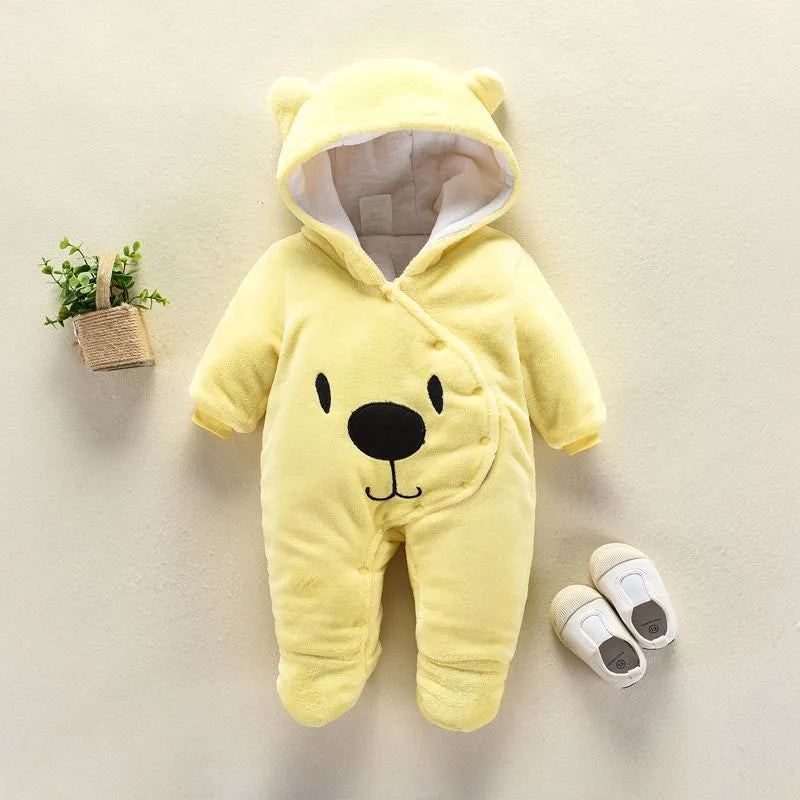 Baby Cartoon Romper Winter Clothes Hooded Infant Jacket