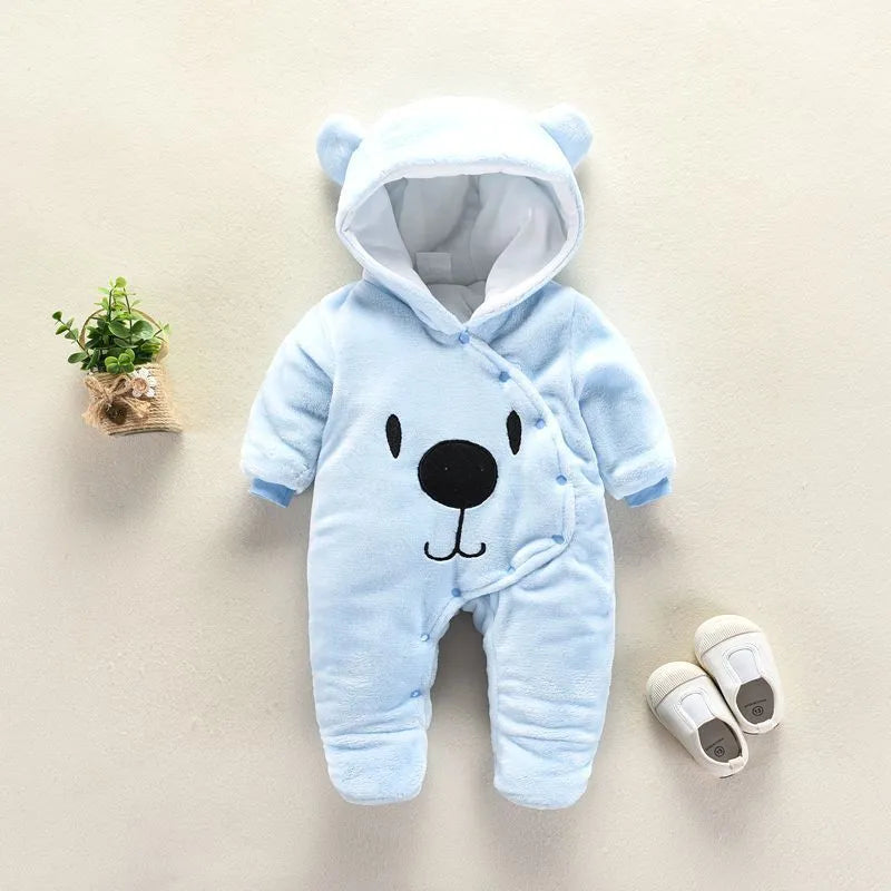 Baby Cartoon Romper Winter Clothes Hooded Infant Jacket