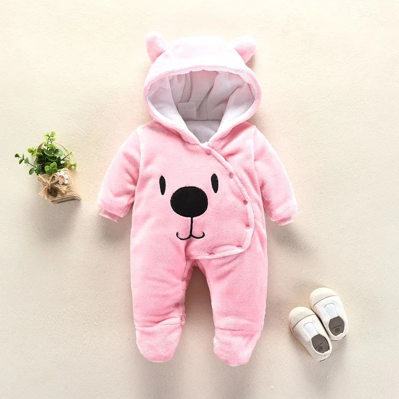 Baby Cartoon Romper Winter Clothes Hooded Infant Jacket