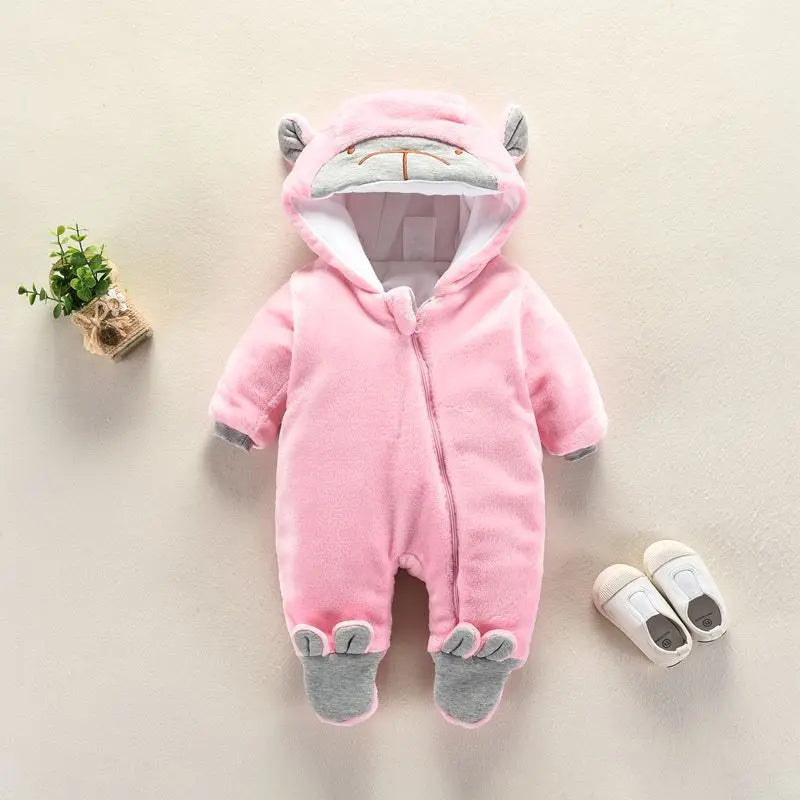 Baby Cartoon Romper Winter Clothes Hooded Infant Jacket